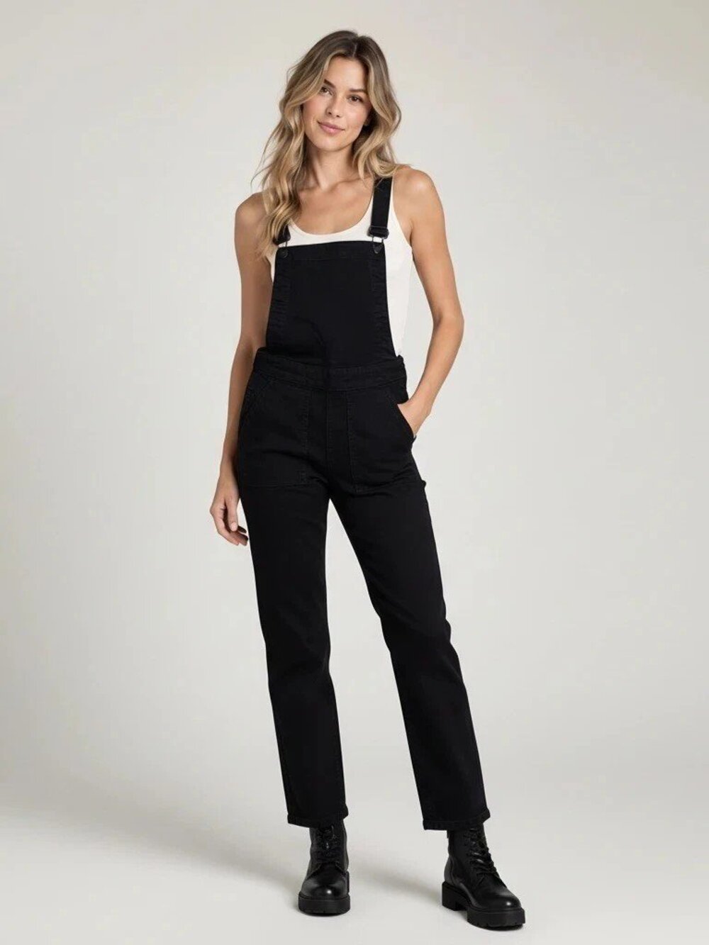 Madewell Black Denim Skinny Overalls Lunar Wash Side Zip Sz XS X-Small